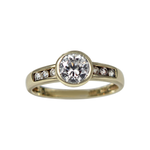 Load image into Gallery viewer, 9kt Yellow Gold Round Diamond Engagement With shoulder Stones