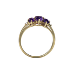 Load image into Gallery viewer, 9ct Yellow Gold Trinity Ring with 3 Cushion cut Amethyst Stones