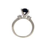 Load image into Gallery viewer, 14ct White Gold Black Diamond Ring with Princess Cut accents