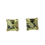 Load image into Gallery viewer, 9ct Yellow Gold Square Peridot Earrings