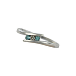 Load image into Gallery viewer, 9kt White Gold Blue Topaz and Diamond Trinity Ring