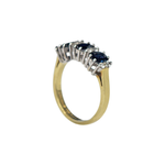 Load image into Gallery viewer, 18kt Gold Blue Zircon and Round Cut Diamond Trinity Ring
