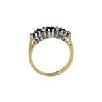 Load image into Gallery viewer, 18kt Gold Blue Zircon and Round Cut Diamond Trinity Ring