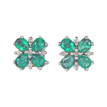 Load image into Gallery viewer, 9kt Yellow Gold Emerald Flower Earring