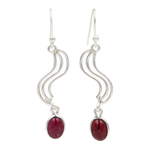 Load image into Gallery viewer, Sundari Swirl Drop Earrings with Oval Shaped Gemstone