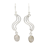 Load image into Gallery viewer, Sundari Swirl Drop Earrings with Oval Shaped Gemstone