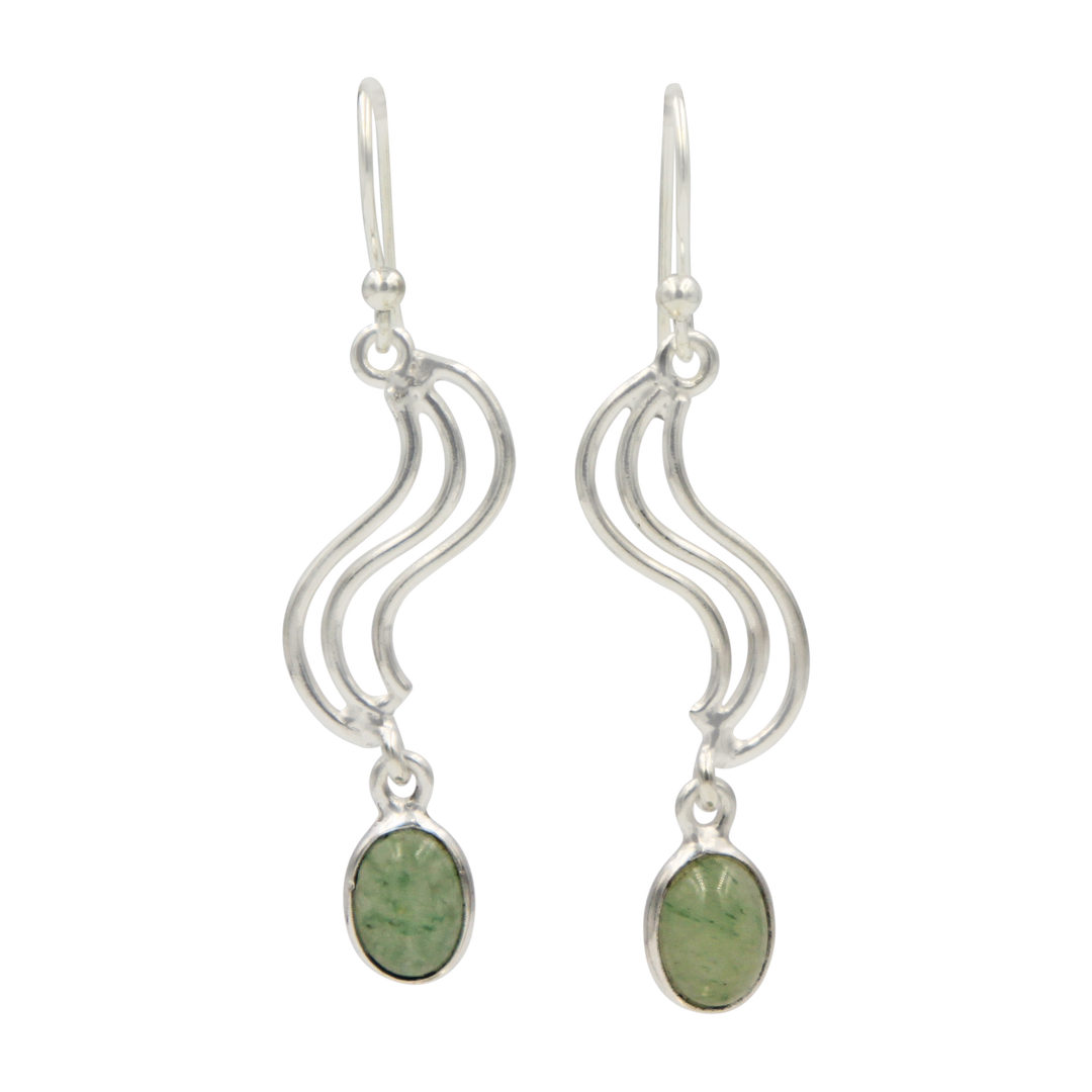 Sundari Swirl Drop Earrings with Oval Shaped Gemstone