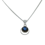 Load image into Gallery viewer, Round Sterling Silver Pendent with a Labradorite Cabochon gemstone