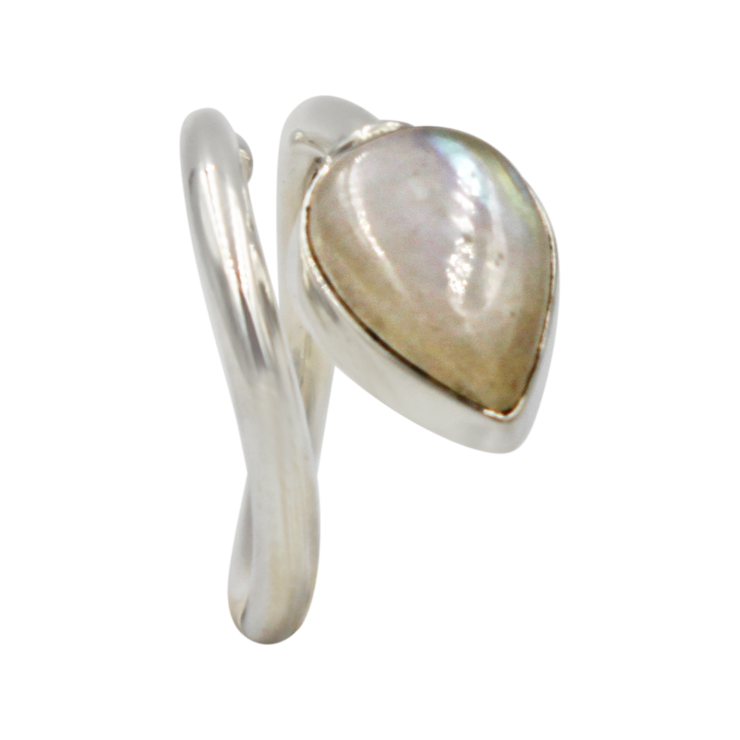 Sundari Sterling Silver Twisted Ring with Cabochon Gemstone