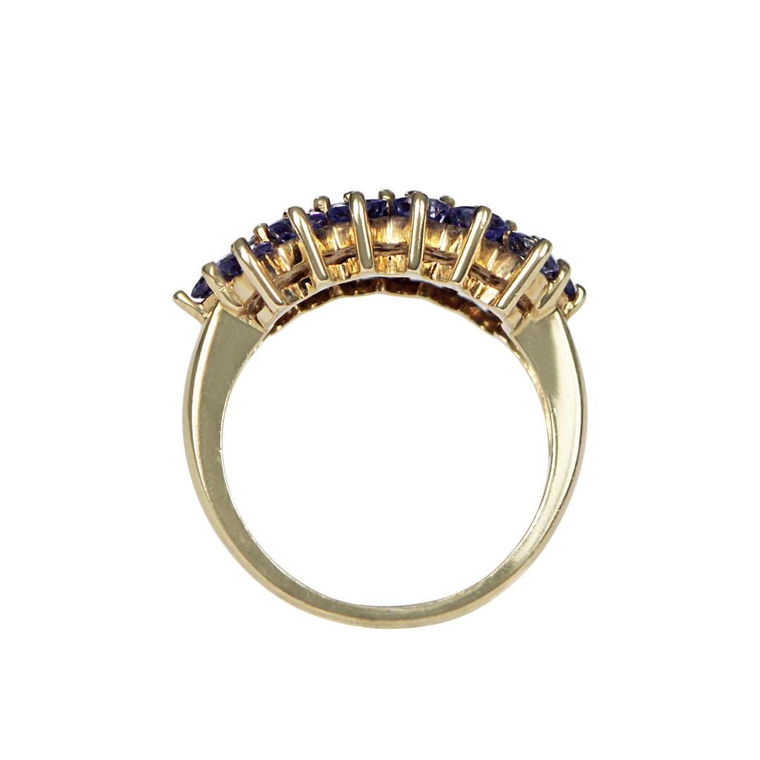 9ct Yellow Gold Tanzanite Cluster Ring