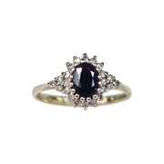 Ladies 18ct Yellow Gold Black Sapphire Diamond Cluster Ring