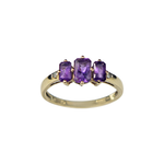 Load image into Gallery viewer, 9ct Yellow Gold Trinity Ring with 3 Cushion cut Amethyst Stones
