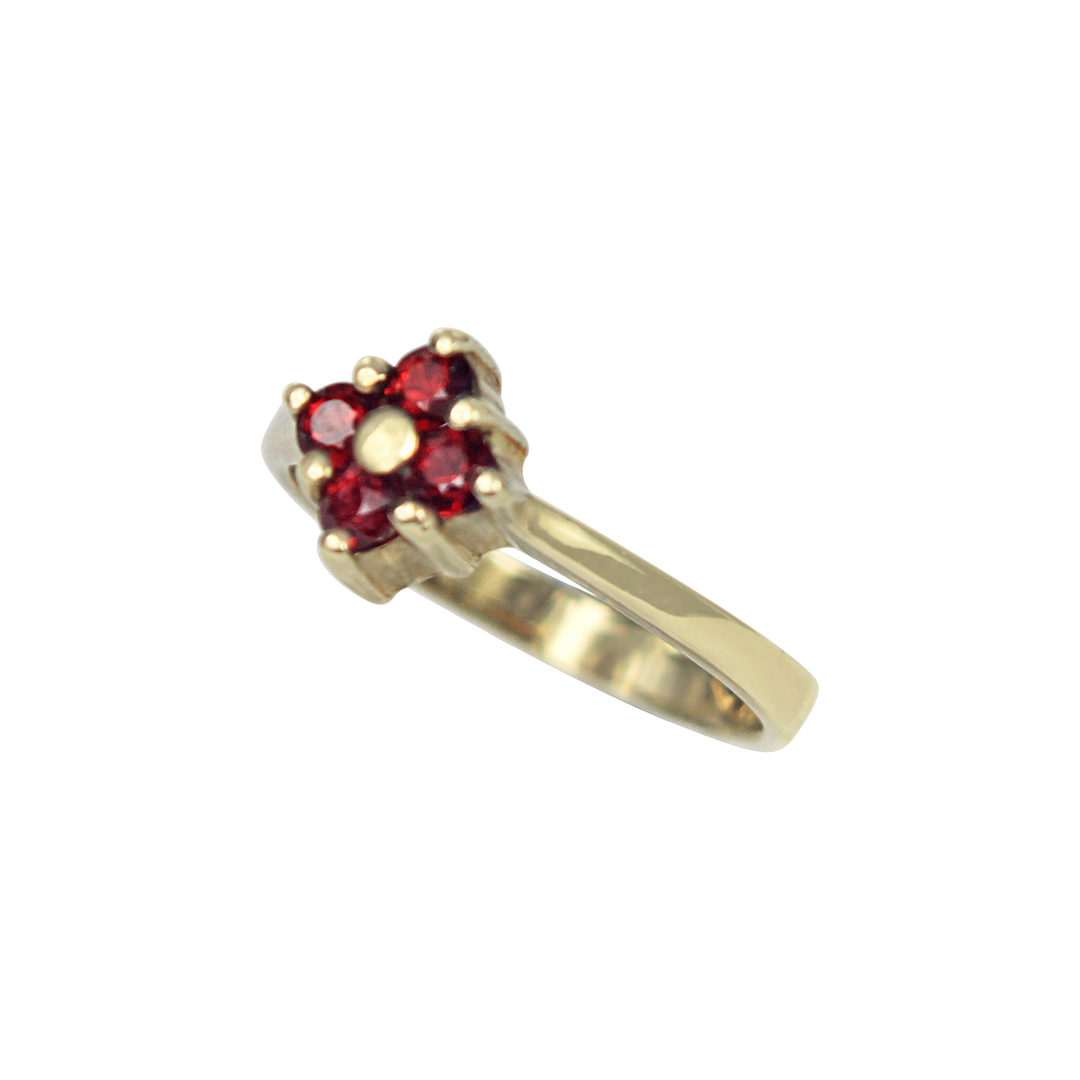 9kt gold CZ Ruby Flower Ring 