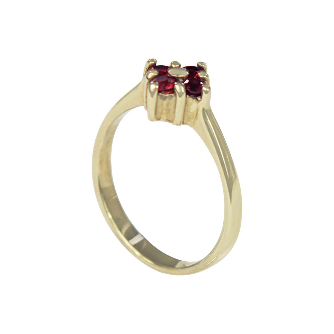 9kt gold CZ Ruby Flower Ring 