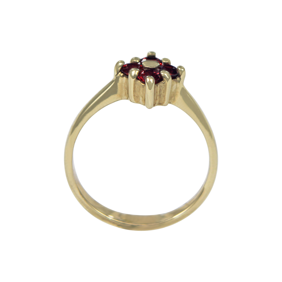 9kt gold CZ Ruby Flower Ring 