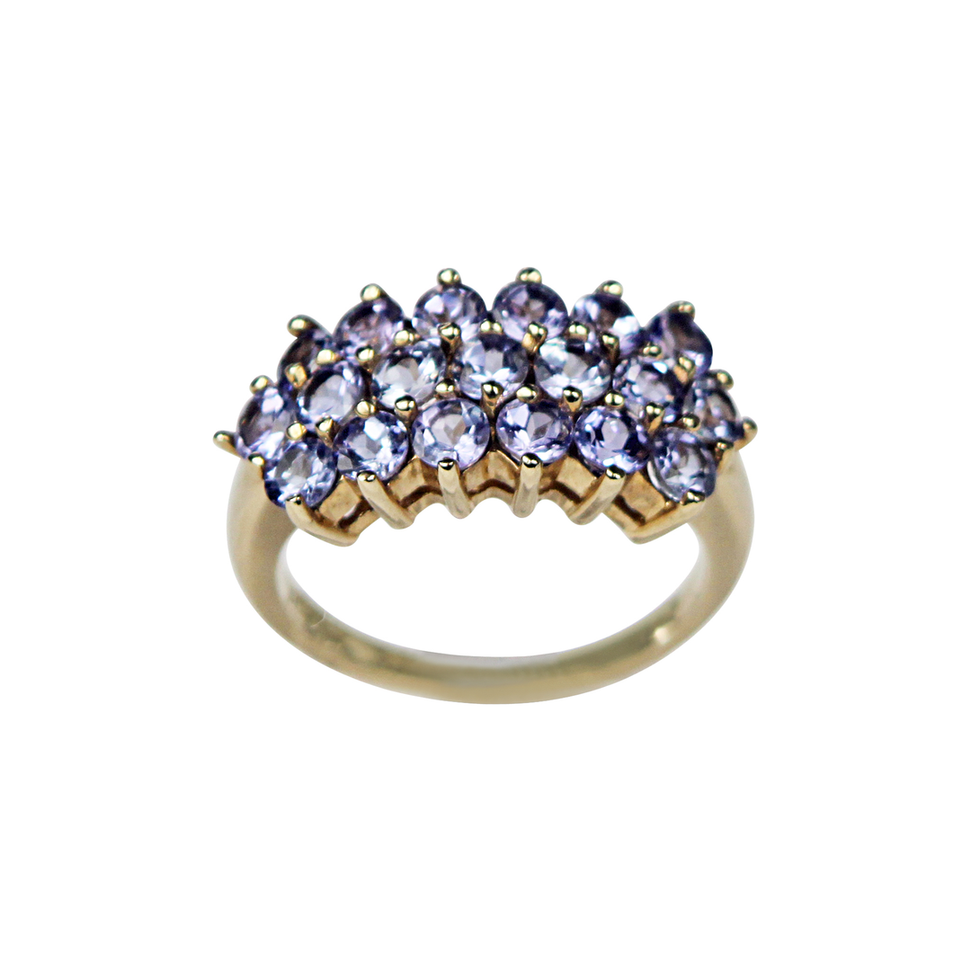 9ct Yellow Gold Tanzanite Cluster Ring