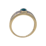 Load image into Gallery viewer, CZ Emerald and Natural Diamond 9kt gold ring
