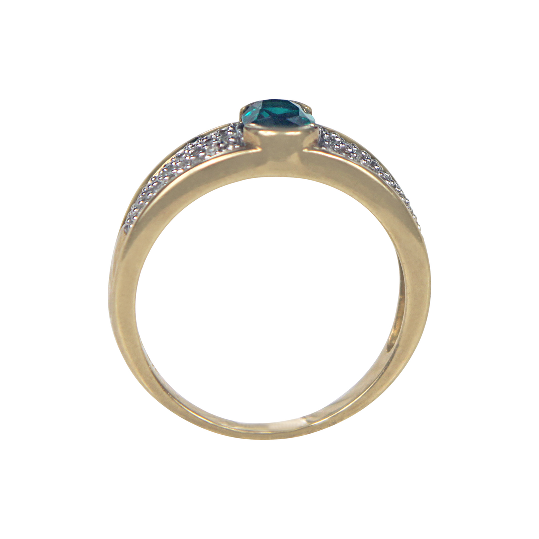 CZ Emerald and Natural Diamond 9kt gold ring