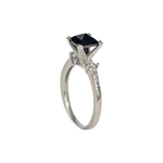 Load image into Gallery viewer, 14ct White Gold Black Diamond Ring with Princess Cut accents
