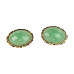 Load image into Gallery viewer, 9kt Yellow Gold oval shaped Jade Earrings
