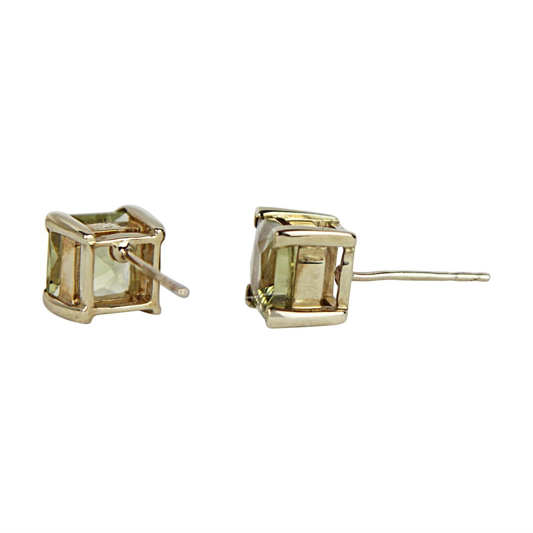 9ct Yellow Gold Square Peridot Earrings