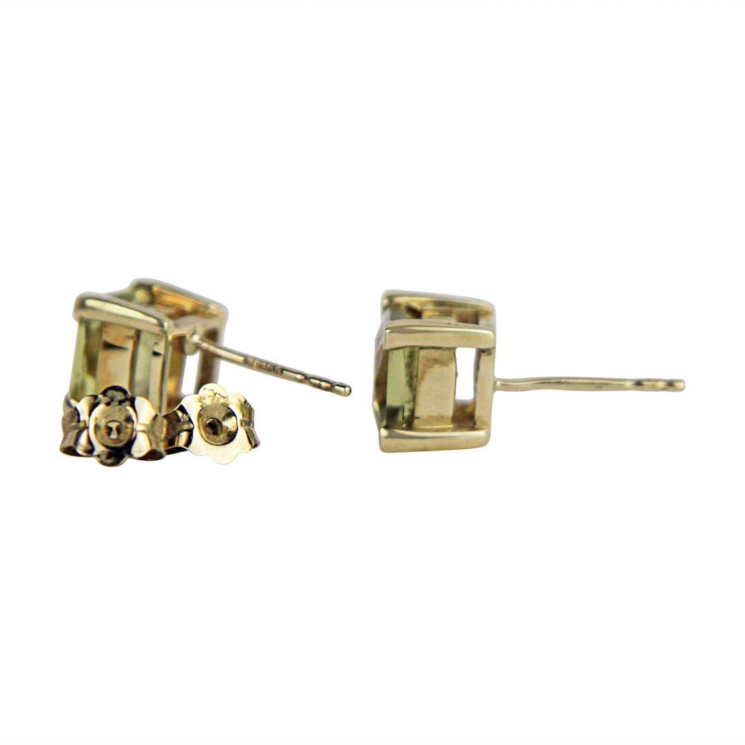 9ct Yellow Gold Square Peridot Earrings