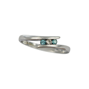9kt White Gold Blue Topaz and Diamond Trinity Ring