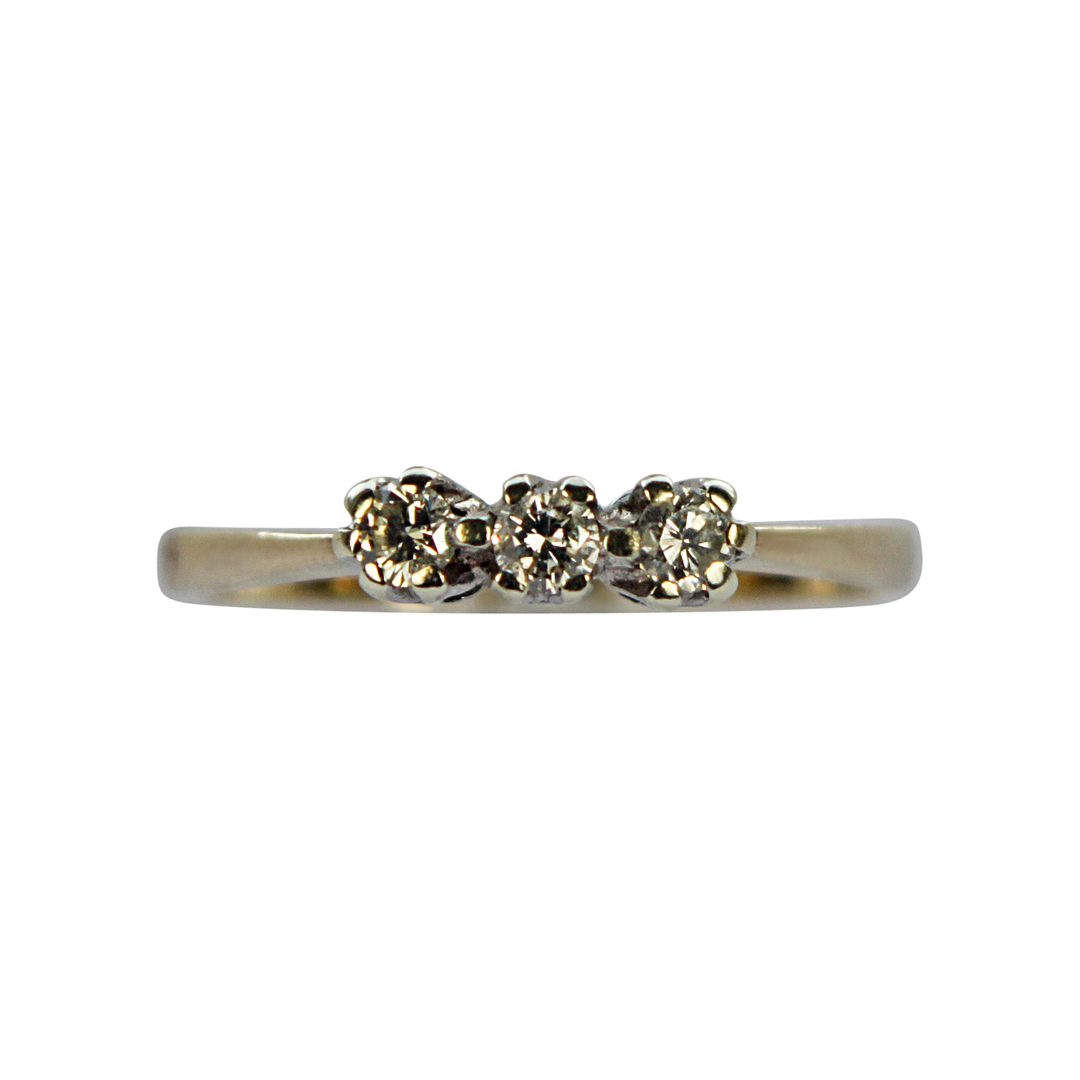 9ct Yellow and Yellow Gold Trinity Ring with 3 Brilliant Cut Diamonds