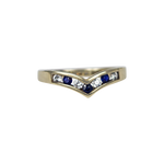 Load image into Gallery viewer, 9kt Gold Blue Sapphire and Diamond Cluster Engagement Ring 
