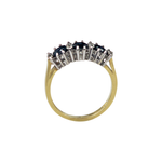 Load image into Gallery viewer, 18kt Gold Blue Zircon and Round Cut Diamond Trinity Ring
