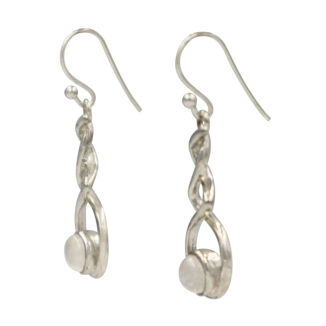 Rainbow Moonstone Earring with a Triple Infinity Design