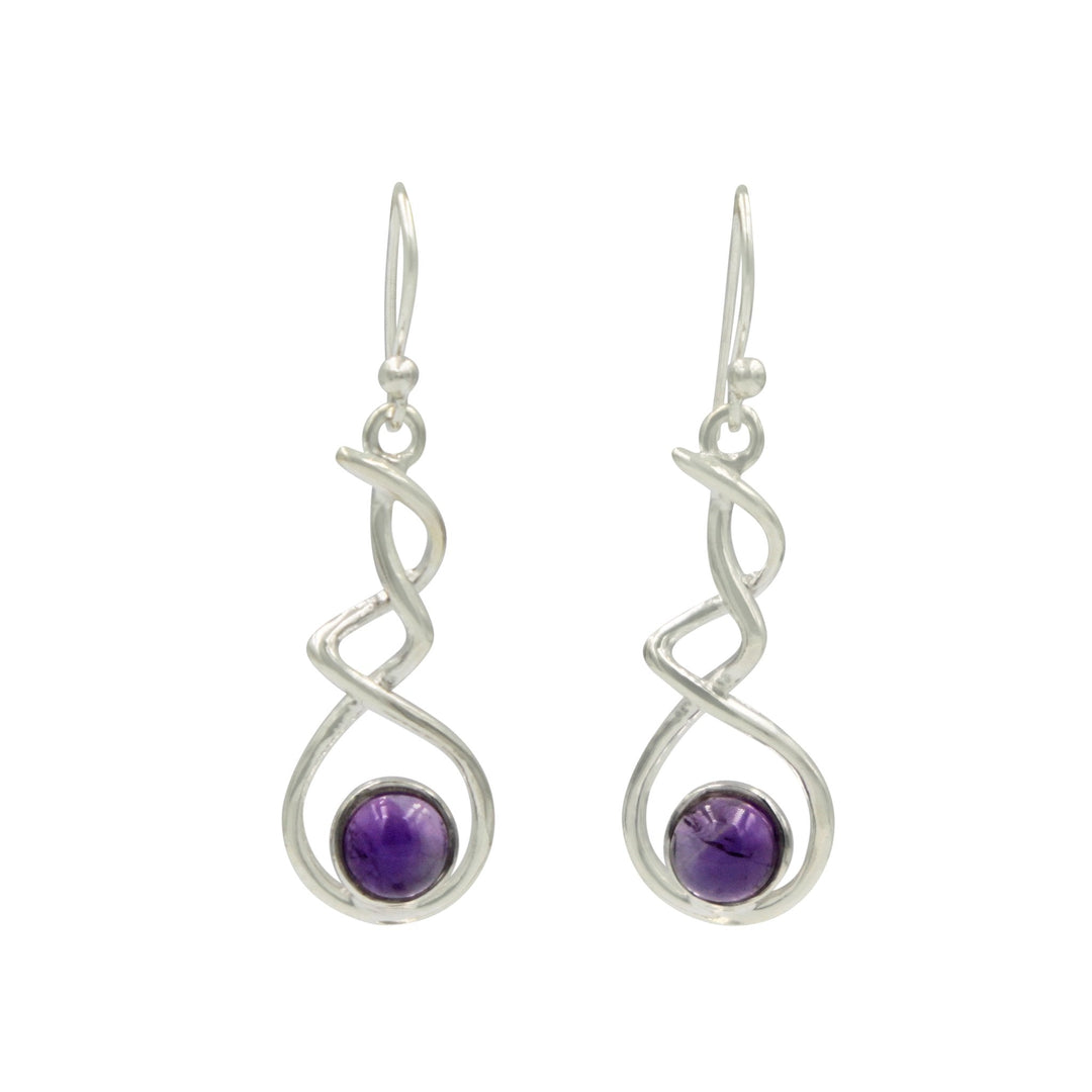 Amethyst Earring with a Triple Infinity Design