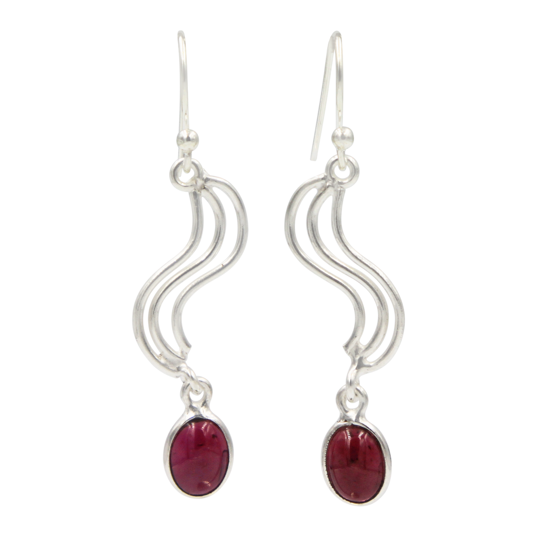 Sundari Swirl Drop Earrings with Oval Shaped Gemstone