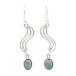 Load image into Gallery viewer, Sundari Swirl Drop Earrings with Oval Shaped Gemstone
