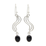 Load image into Gallery viewer, Sundari Swirl Drop Earrings with Oval Shaped Gemstone
