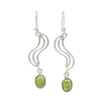 Load image into Gallery viewer, Sundari Swirl Drop Earrings with Oval Shaped Gemstone
