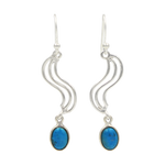 Load image into Gallery viewer, Sundari Swirl Drop Earrings with Oval Shaped Gemstone
