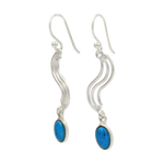 Load image into Gallery viewer, Sundari Swirl Drop Earrings with Oval Shaped Gemstone
