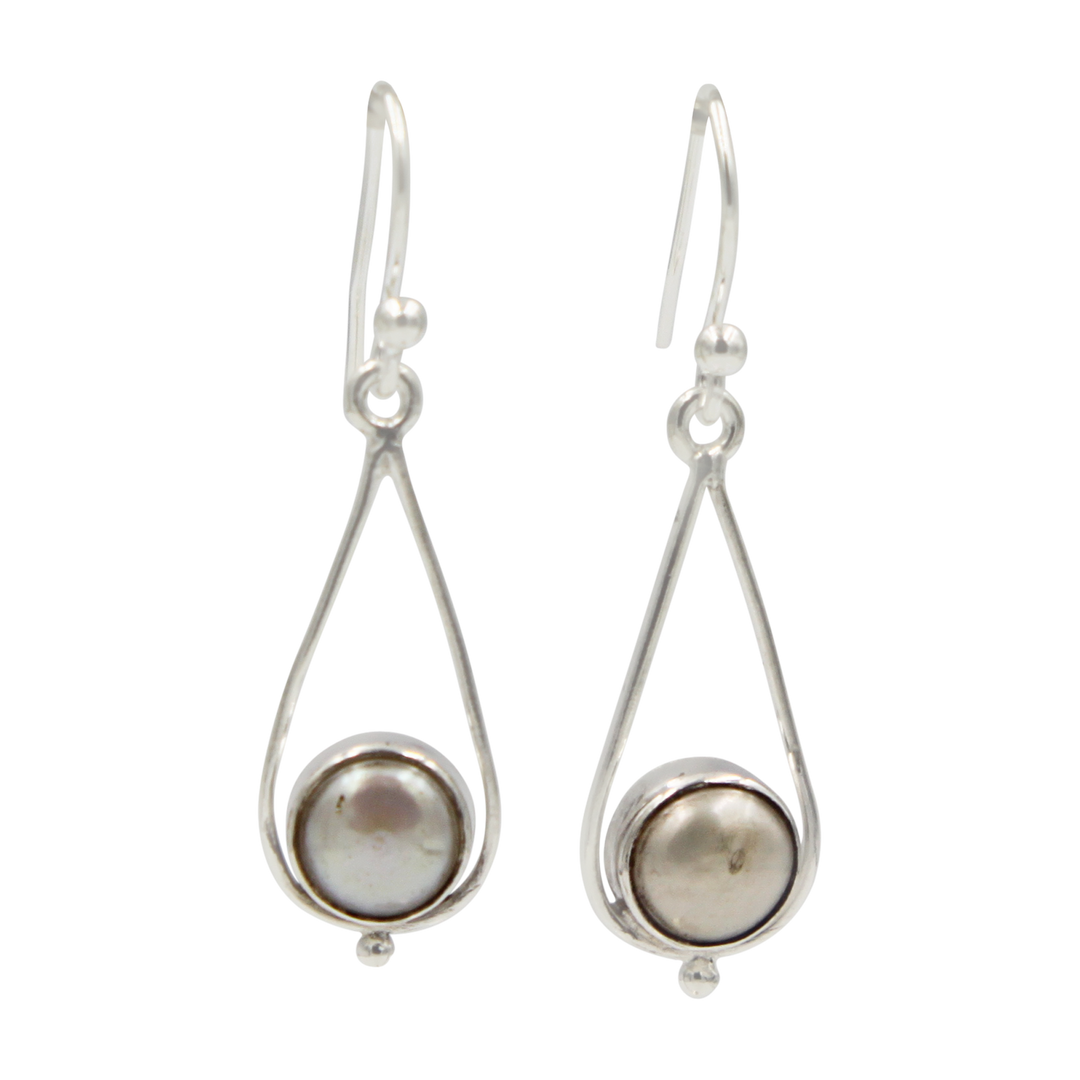 Sundari Sterling Silver Drop Earrings (Gemstone or Freshwater Pearls)