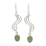 Load image into Gallery viewer, Sundari Swirl Drop Earrings with Oval Shaped Gemstone
