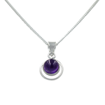 Load image into Gallery viewer, Round Sterling Silver Pendent with a Amethyst gemstone
