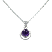 Round Sterling Silver Pendent with a Amethyst gemstone