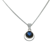Round Sterling Silver Pendent with a Labradorite Cabochon gemstone