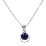 Load image into Gallery viewer, Round Sterling Silver Pendent with a Lapis Lazuli Cabochon gemstone
